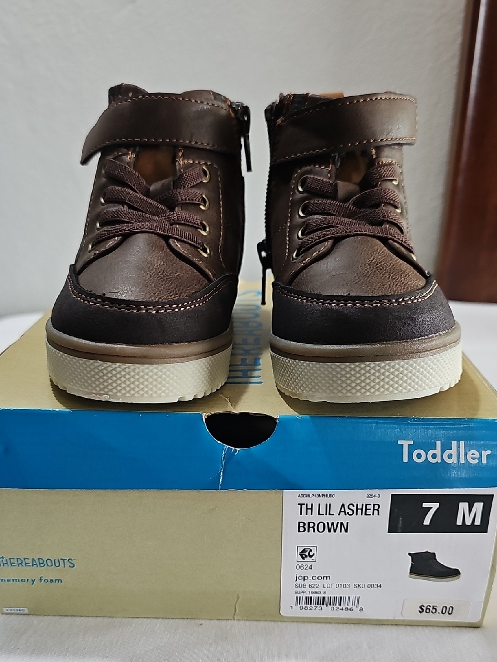 Thereabouts Toddler Boys Lil Asher Brown Flat Heel Lace Up Boot. Size 7 (604) - Picture 8 of 11